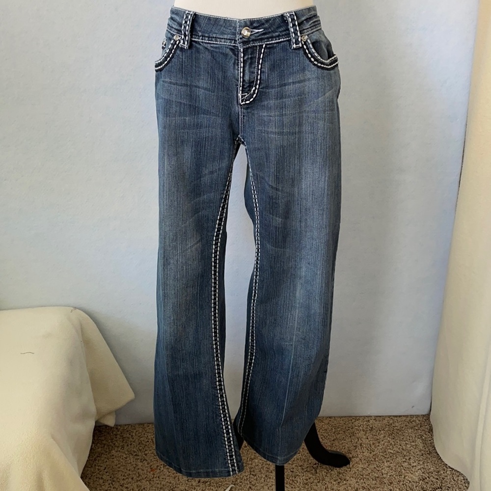 DownEast Design Pocket Bling Studded Bootcut Jeans